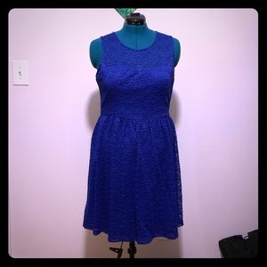 Jessica Simpson Vibrant Blue Lace Overlay Dress
